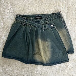 PLT Distressed Denim Mini Skirt